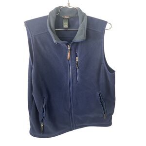 LL Bean Sweater Vest Mens Large-Reg Blue‎ Full Zip Fleece OWN32